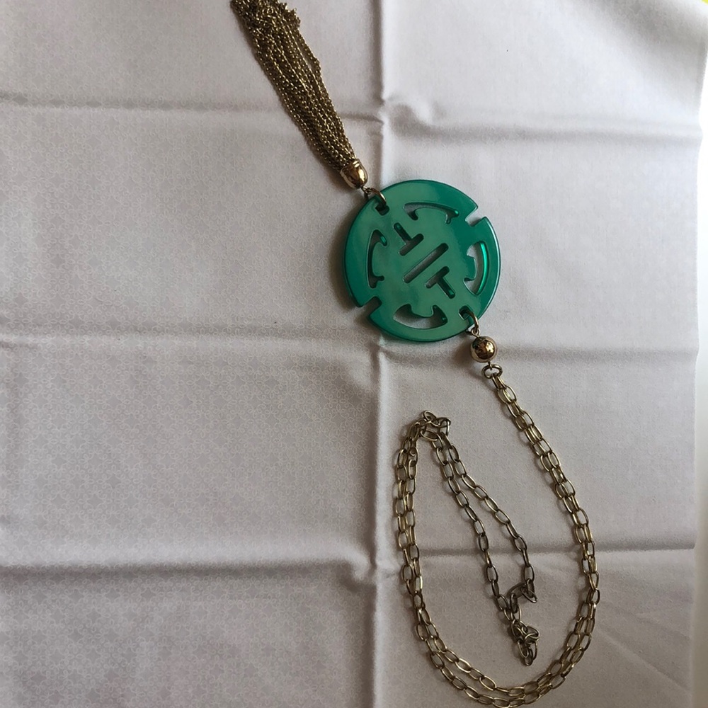 Teal and gold necklace